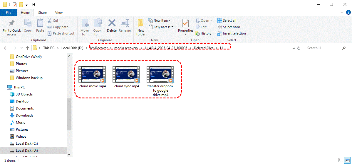 Recover Files via MyRecover